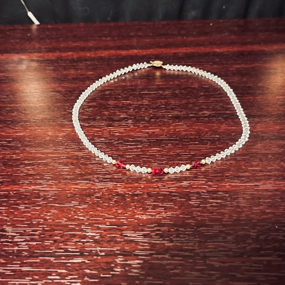 1930’s Glass Crystal Necklace w/ 12K Gold Clasp - Picture 2 of 10